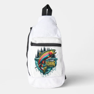Regenbogen tanzen Ein lebhafter Fisch springt vom  Crossbody Bag