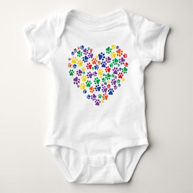 Regenbogen-Tatze druckt Baby-Bodysuit Baby Strampler (Vorderseite)