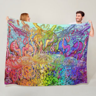 Regenbogen-Tentakel-Fliessteppdecke Fleecedecke