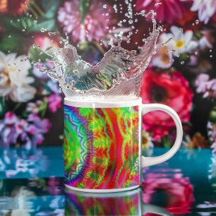 Regenbogen-Tie-Dye-Fraktal-Mandala Kaffeetasse