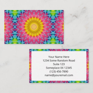 Regenbogen-Tie-Dye-Mandala mit lebendiger Symmetri Visitenkarte