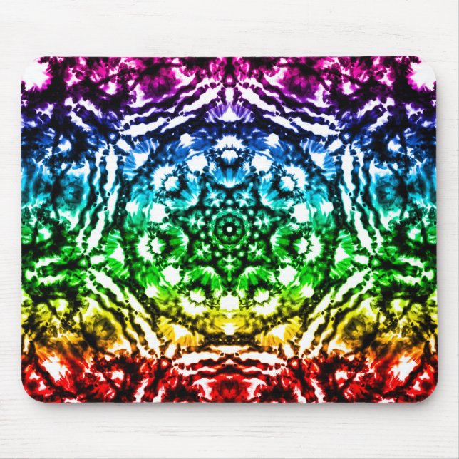 Regenbogen-Tie-Dye-Mandala-Stern Mousepad (Vorne)
