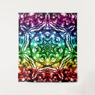 Regenbogen Tie Dye Mandala Stern Retro Wandteppich