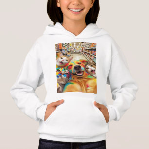 Regenbogen-Tier-Selfie im Supermarkt – Bunt Hoodie