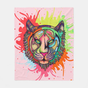Regenbogen-Tiger Fleecedecke