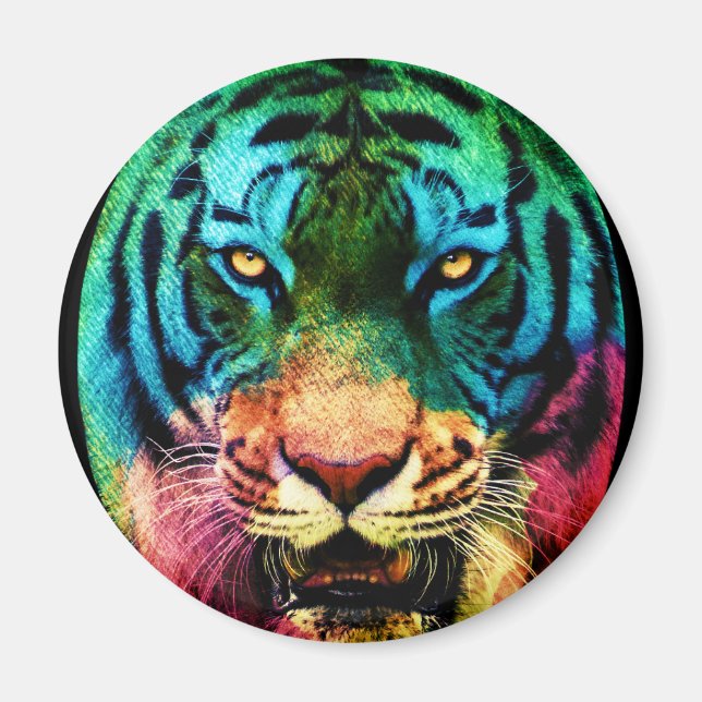 Regenbogen-Tiger Magnet (Vorne)
