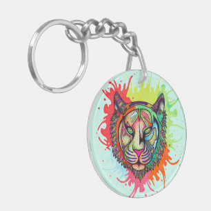 Regenbogen-Tiger Schlüsselanhänger