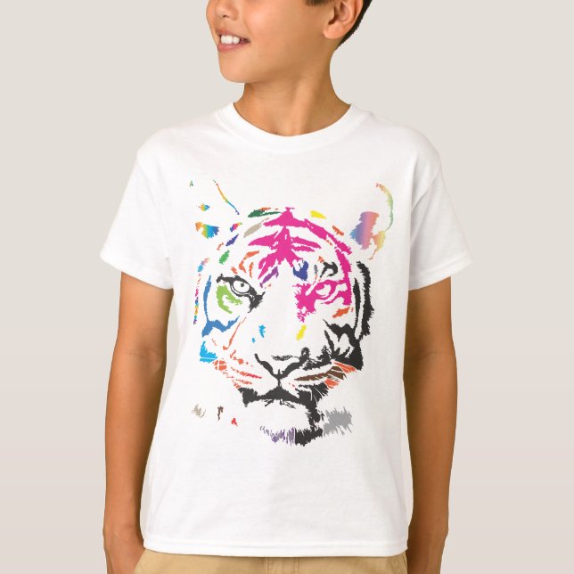 Regenbogen-Tiger T-Shirt (Vorderseite)