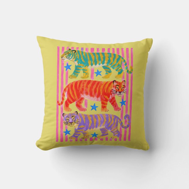 Regenbogen-Tiger-Träume Kissen (Vorderseite)