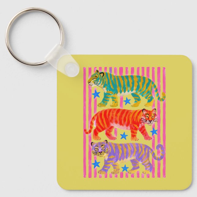 Regenbogen-Tiger-Träume Schlüsselanhänger (Vorderseite)
