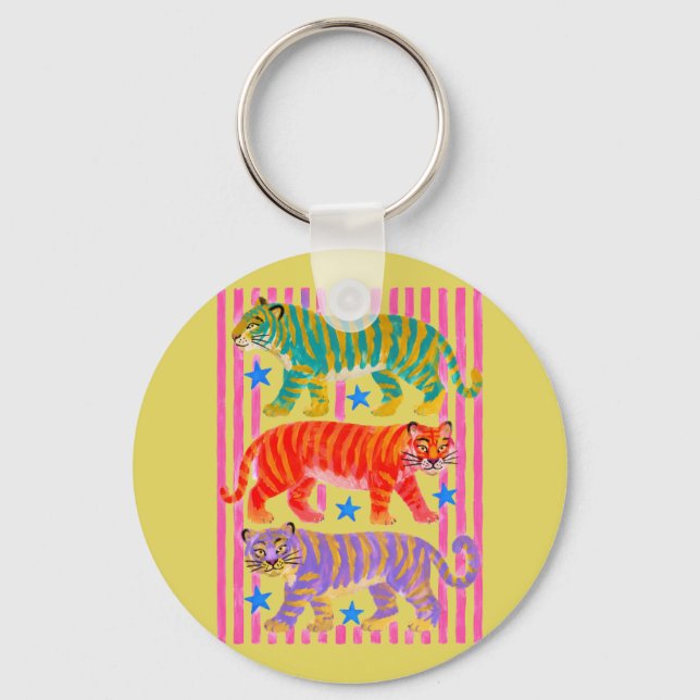 Regenbogen-Tiger-Träume Schlüsselanhänger (Vorderseite)