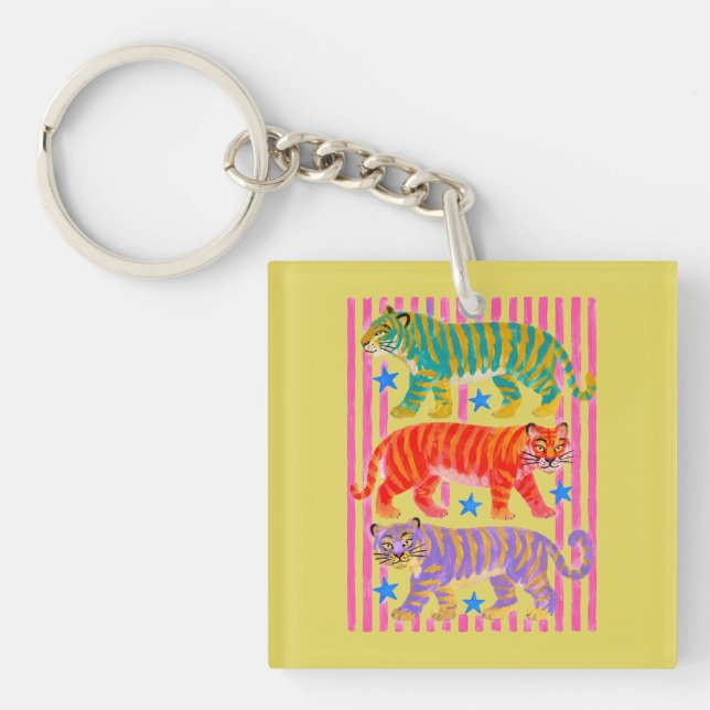 Regenbogen-Tiger-Träume Schlüsselanhänger (Vorderseite)