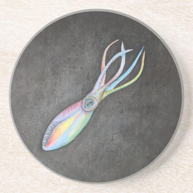 Regenbogen-Tintenfisch-Sandstein-Untersetzer Getränkeuntersetzer (Vorne)