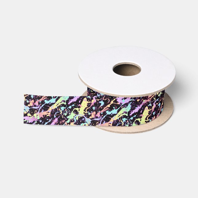 Regenbogen-Tintenspritzer extrem: Satinband (Spule)