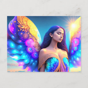 Regenbogen Traum Engel Erinnerung EIGENE KUNST Postkarte