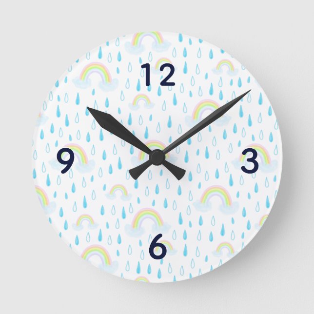 Regenbogen-Träume Runde Wanduhr (Vorderseite)