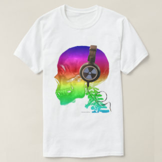 Regenbogen-Trippy Schädel-Knochen-Musik T-Shirt