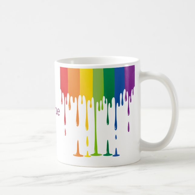 Regenbogen tropfende Flüssigkeit abstrakte Kunst Kaffeetasse (Rechts)
