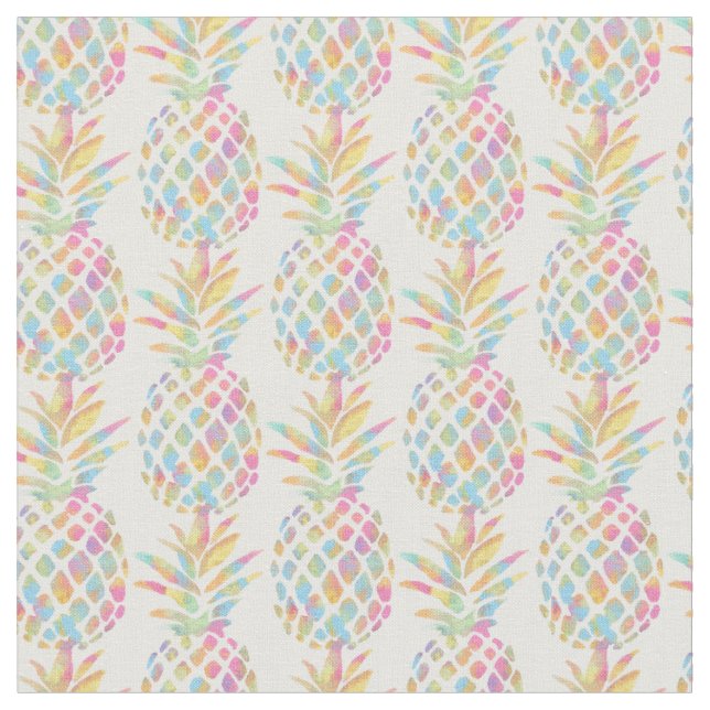 Regenbogen-Tropische Ananas Stoff (Nahaufnahme)