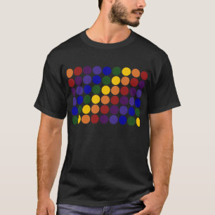 Regenbogen-Tupfen auf Schwarzem T-Shirt