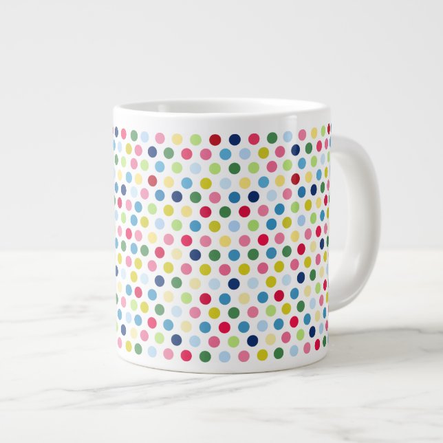 Regenbogen-Tupfen Jumbo-Tasse (Vorderseite Rechts)