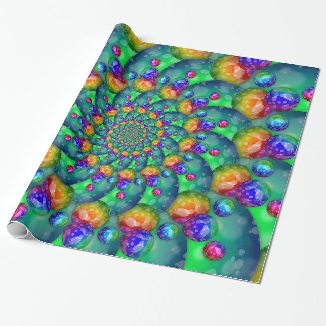 Regenbogen-Türkis Bokeh Fraktal Geschenkpapier (Ungerollt)