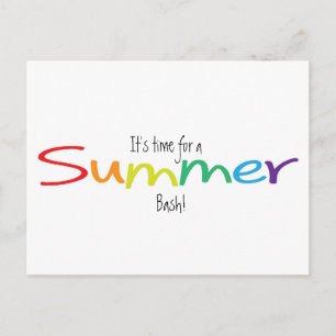 Regenbogen-Typografie Sommer-Bash-Party-Sale-Postk Einladungspostkarte