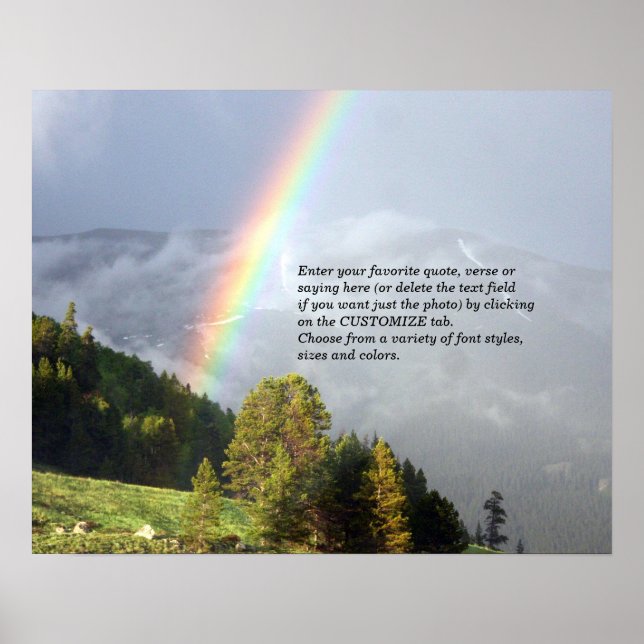 Regenbogen über Colorado Berggipfel mit/ Text Poster (Vorne)