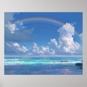 Regenbogen über dem Ozean Poster