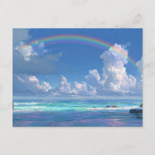 Regenbogen über dem Ozean Postkarte