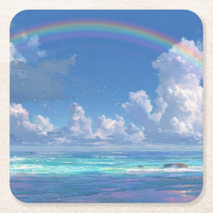 Regenbogen über dem Ozean Rechteckiger Pappuntersetzer