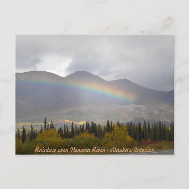 Regenbogen über dem Wert von Herbstfarben Postkarte (Vorderseite)