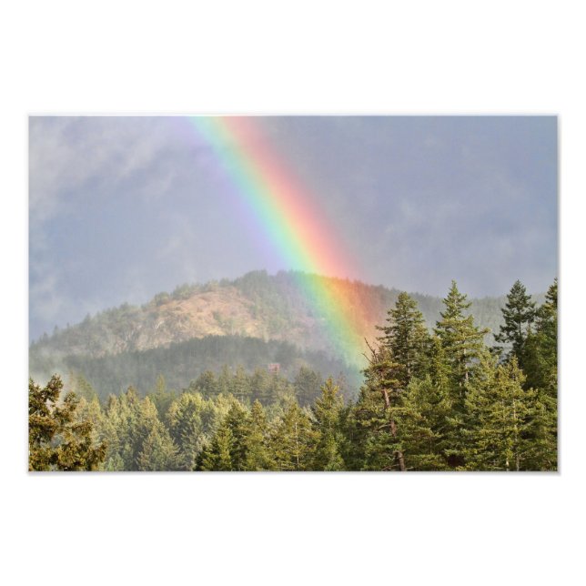 Regenbogen über den Bergen Fotodruck (Vorne)