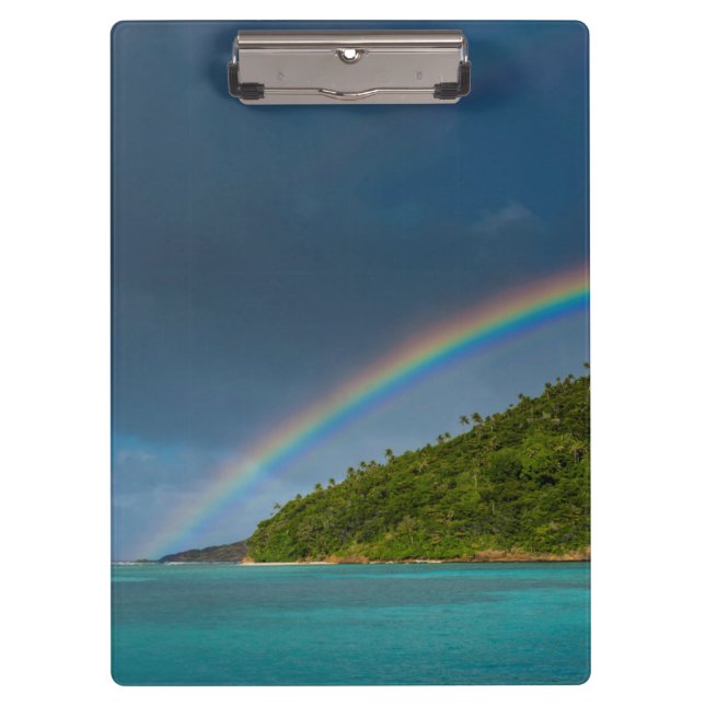 Regenbogen über der Insel, Amerikanisch-Samoa Klemmbrett (Vorderseite)