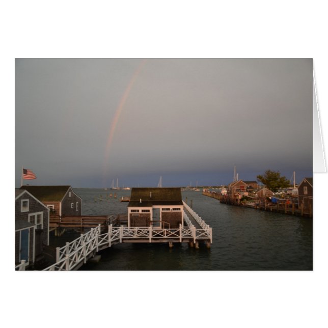 Regenbogen über der Nantucket Harbour Card (Vorderseite (Horizontal))