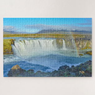 Regenbogen über Godafoss Wasserfall, Island Puzzle