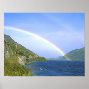 Regenbogen über Hawea Lake, South Island, New Poster
