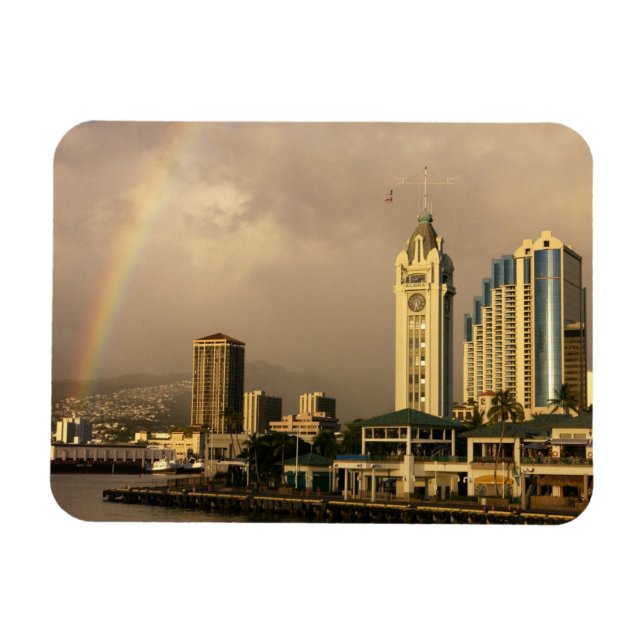 Regenbogen über Honolulu, Hawaii, USA 2 Magnet (Horizontal)