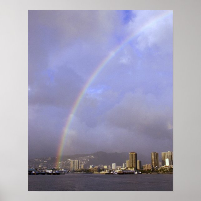 Regenbogen über Honolulu, Hawaii, USA Poster (Vorne)