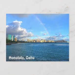 Regenbogen über Honolulu Postkarte