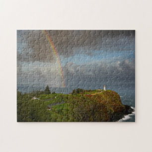 Regenbogen über Kilauea Leuchtturm auf Hawaii Puzzle