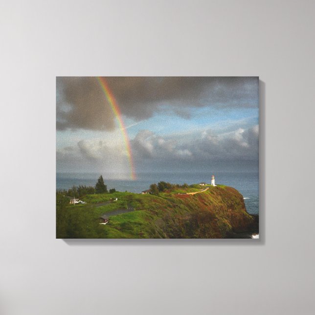 Regenbogen über Kilauea Lighthouse Leinwand (Vorderseite)