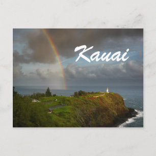 Regenbogen über Kilauea Lighthouse Text Postkarte