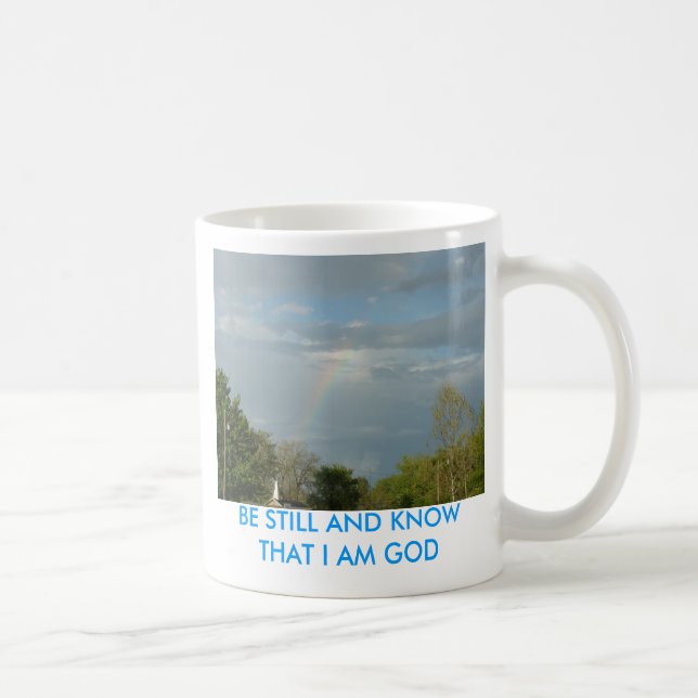 Regenbogen über KircheSteeple, IST NOCH UND WEISS… Kaffeetasse (Rechts)