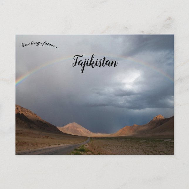 Regenbogen über Murghab Tadschikistan Postkarte (Vorderseite)