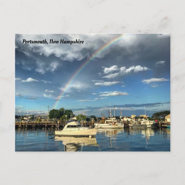 Regenbogen über Portsmouth Hafen, New Hampshire Postkarte (Vorderseite)