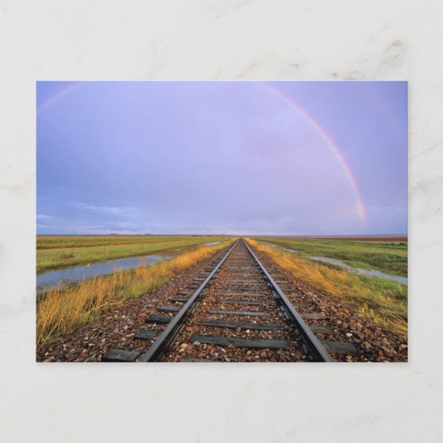 Regenbogen über Schienen in der Nähe von Fairfield Postkarte (Vorderseite)