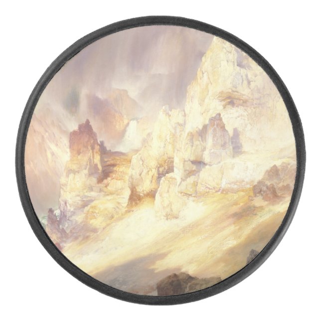 Regenbogen über Yellowstone, Moran 1900 Eishockey Puck (Vorderseite)