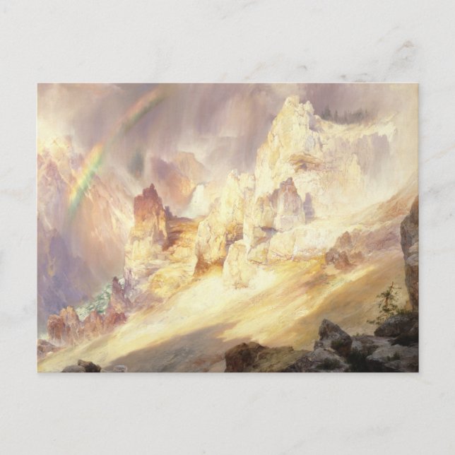 Regenbogen über Yellowstone, Moran 1900 Postkarte (Vorderseite)