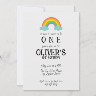 Regenbogen, um zum ersten Geburtstag eins zu sein Einladung